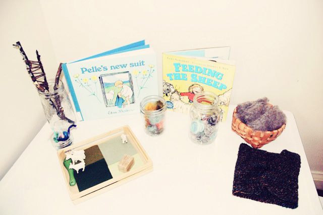 Create a sensory rich wool learning station